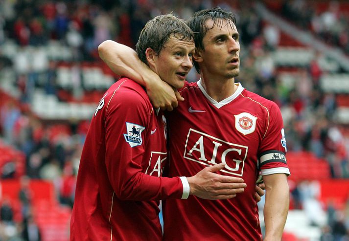 Gary Neville og Ole Gunnar á góðri stundu.