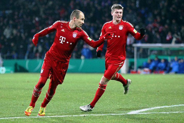 Robben er ekki mikið fyrir að fagna með félögunum.