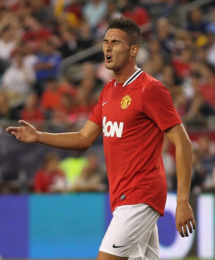 Macheda í leiknum í nótt.