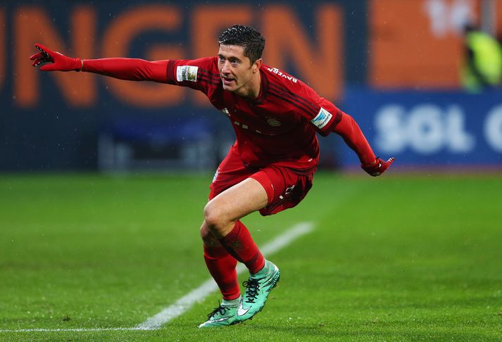 Robert Lewandowski í leiknum í dag.