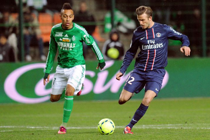 David Beckham, til hægri, í leiknum í kvöld.