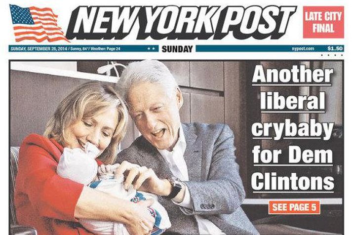 Á forsíðunni segir að enn ein frjálslynda grenjuskjóðan hafi bæst í hóp Clinton-fjölskyldunnar.