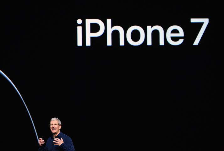 Tim Cook, framkvæmdastjóri Apple, á kynningunni.