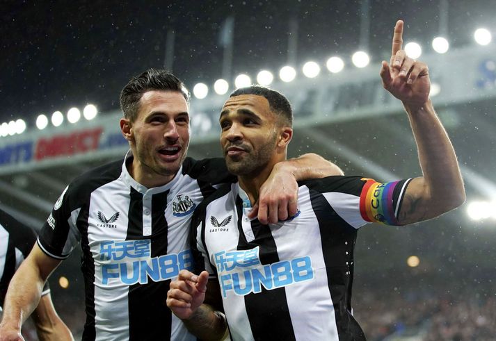 Callum Wilson fagnar marki sínu fyrir Newcastle United á móti Norwich City á St James' Park í vikunni.