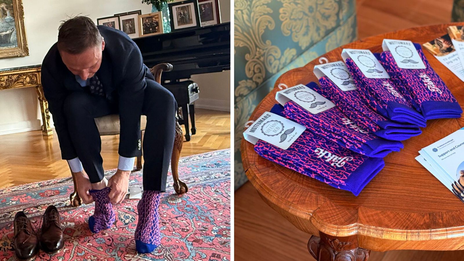 Björn skellti sér strax í sokkana