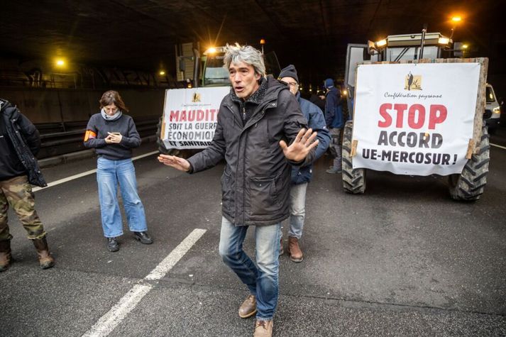 Franskir bændur hafa mótmælt fríverslunarsamningi við Mercosur undanfarna daga. Þeir óttast samkeppni við suðuramerískar landbúnaðarafurðir.