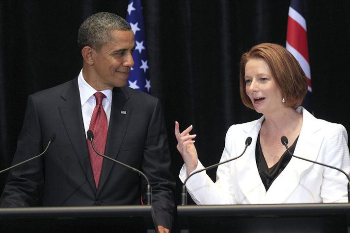 Barack Obama og Julia Gillard Forseti Bandaríkjanna og forsætisráðherra Ástralíu.fréttablaðið/AP