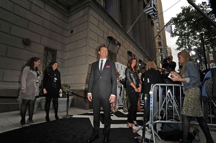 Það lá vel á Ryan Seacrest í gleðskapnum.