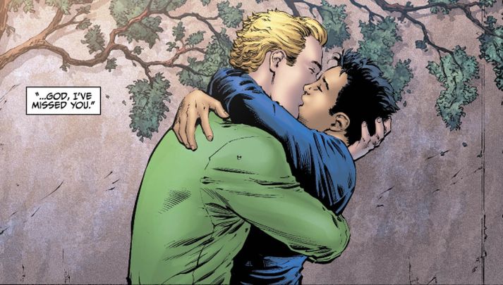 Green Lantern/Alan Scott ásamt unnusta sínum.