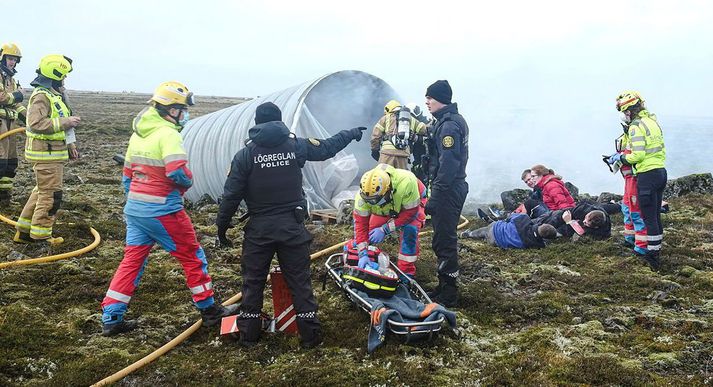 Frá flugslysaæfingu á Keflavíkurflugvelli í október 2021.