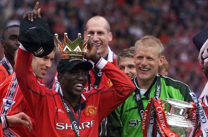 Dwight Yorke fagnaði ófáum titlunum á tíma sínum hjá Manchester United.