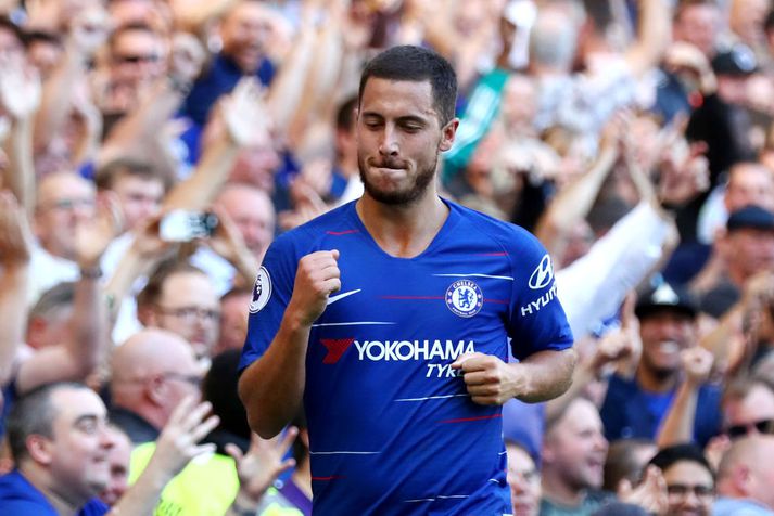 Hazard fagnar marki sínu í dag