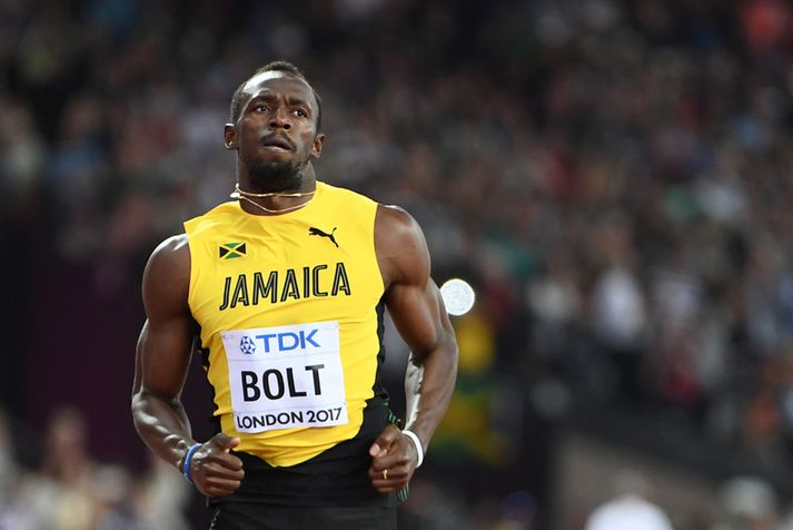 Bolt í hlaupinu í kvöld.