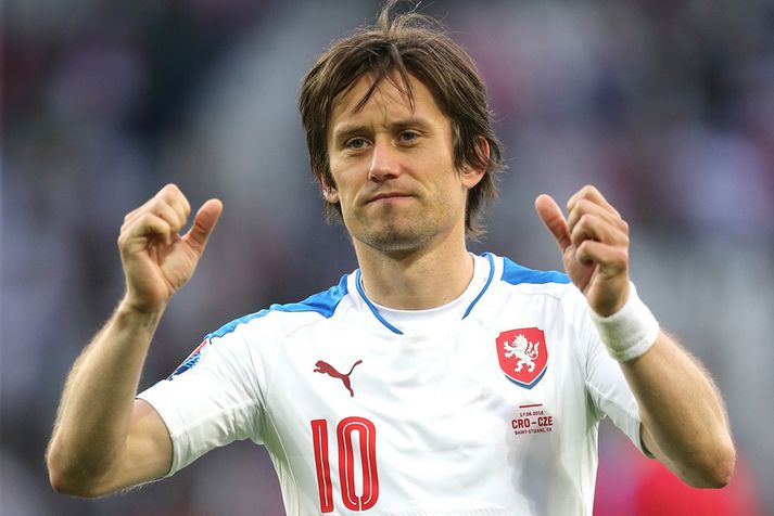 Tomas Rosicky í leik með Tékkum.