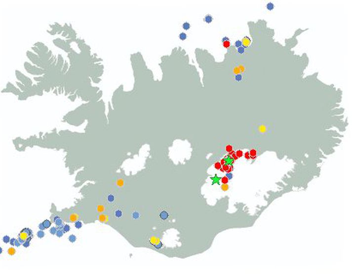 Jarðskjálftar mældust við Vatnajökul í morgun. Mynd/ Veðurstofan.