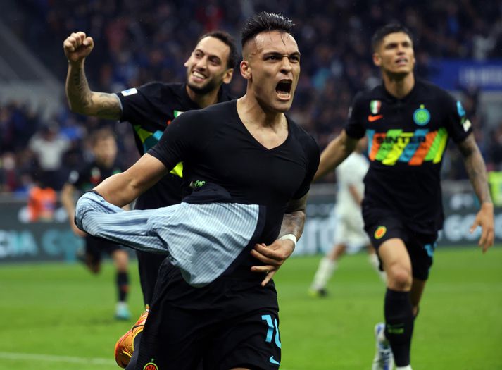 Lautaro Martinez reif sig úr treyjunni er hann kom Inter yfir.