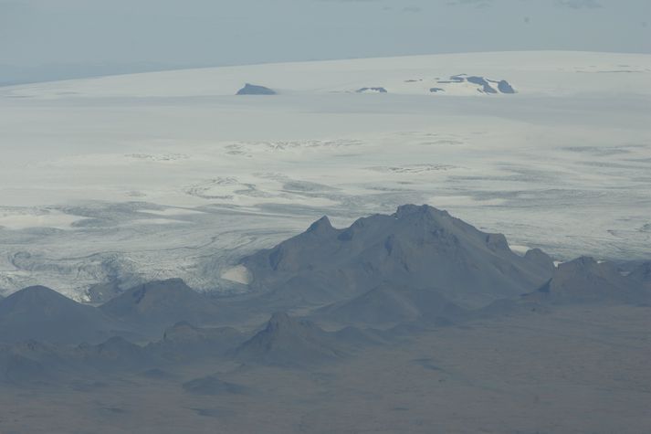 Frá Langjökli. Tuttugu og níu manns voru í vélsleðahópnum þegar slysið varð.