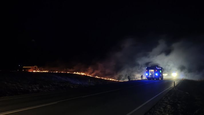 Mynd af slökkvistarfi í Krýsuvík.