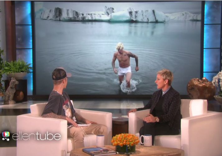 Kanadíska poppstjarnan var í skemmtilegu viðtali hjá Ellen DeGeneres.