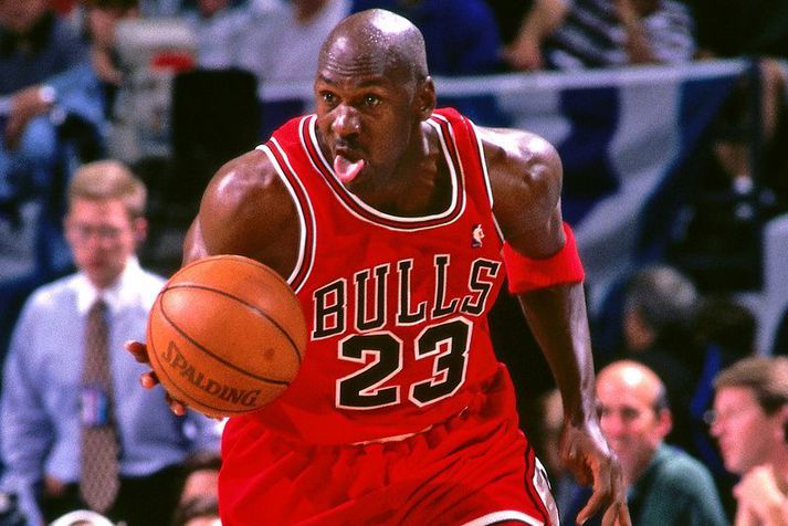 Michael Jordan á ferðinni með Chicago Bulls á lokatímabili sínu með liðinu.