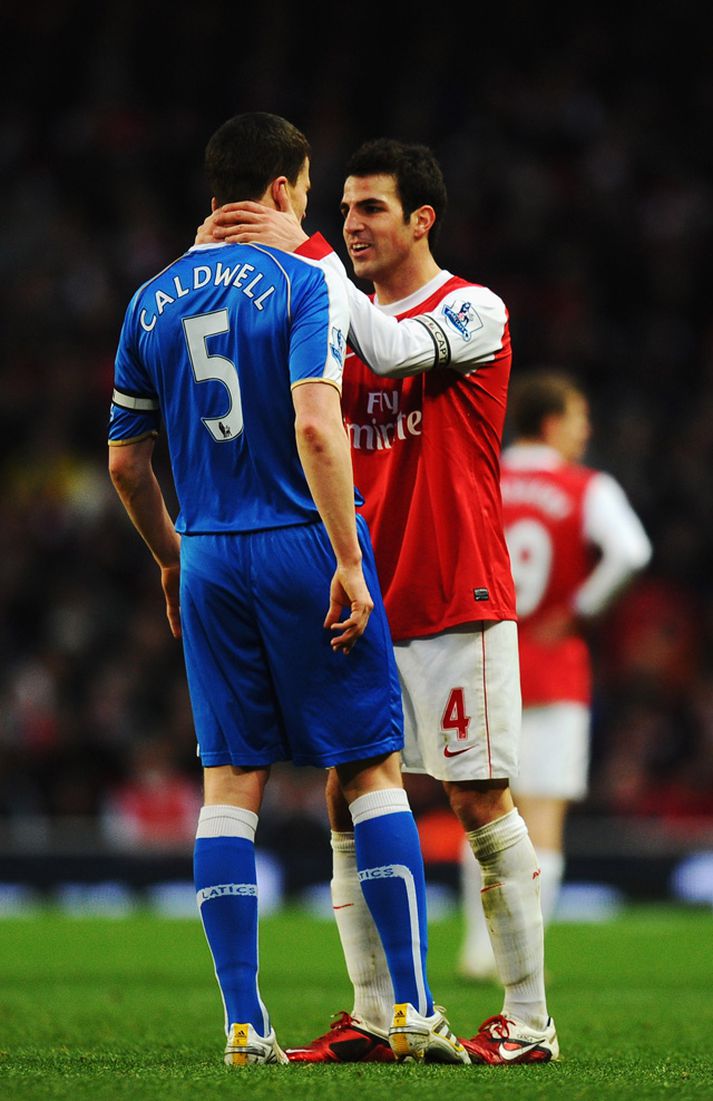 Caldwell og Fabregas í gær.