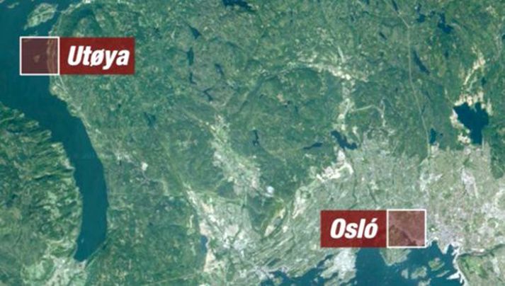 Útey er í 45 mínútna fjarlægð frá Osló. Mynd/ Google Map.