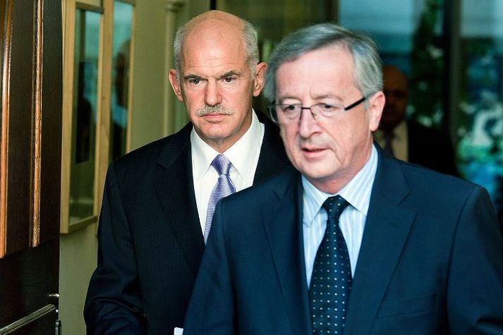 George Papandreou og Jean-Claude Juncker Forsætisráðherra Grikklands ásamt forsætisráðherra Lúxemborgar.fréttablaðið/Ap