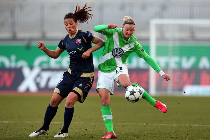 Sara í leik með Rosengard gegn Wolfsburg.