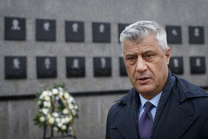 Thaci forseti hefur verið ákærður fyrir stríðsglæpi og glæpi gegn mannkyninu.