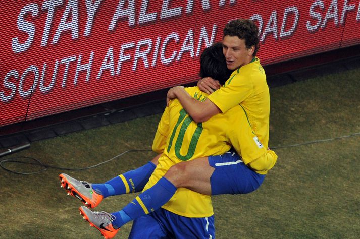 Brasilíumenn fagna í kvöld.