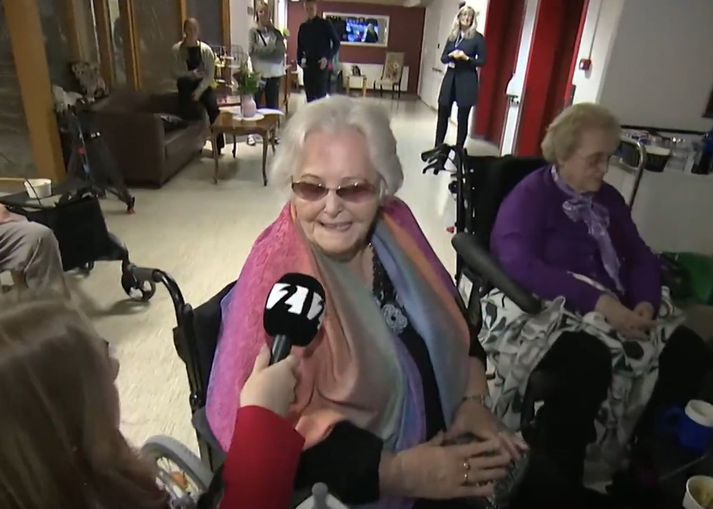 Edda María Magnúsdóttir, 85 ára gamall íbúi á Hrafnistu í Hafnarfirði.