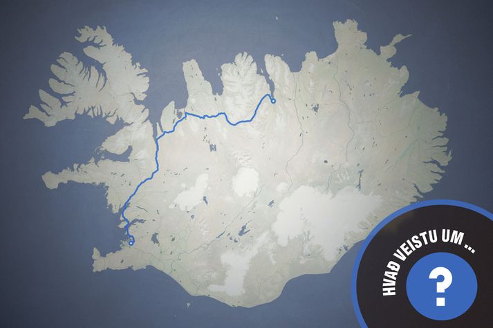 Leiðin frá miðborg Reykjavíkur og til Akureyrar er um 390 kílómetra löng. 