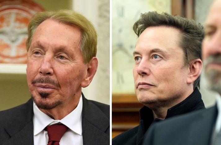 Larry Ellison og Elon Musk, tveir auðugustu menn heimsins.