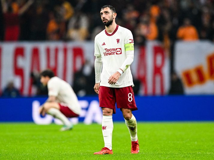 Bruno Fernandes skoraði frábært mark í kvöld en var svekktur í leikslok.