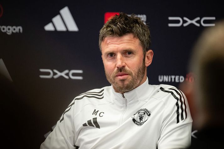 Michael Carrick virtist afslappaður þegar hann ræddi við blaðamenn.