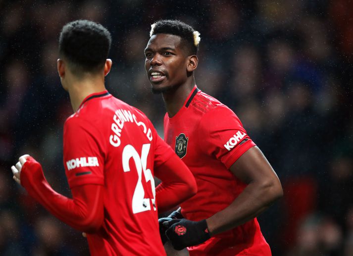 Paul Pogba ásamt hinum unga og efnilega Mason Greenwood.