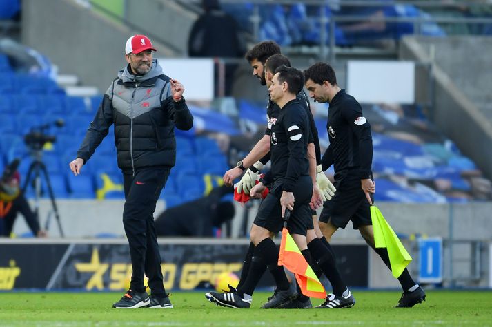 Klopp allt annað en sáttur í leikslok.