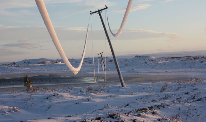 Ísing hefur laggst á raflíur á Norðurlandi.
