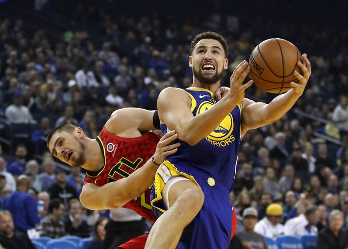 Klay Thompson var öflugur í nótt.