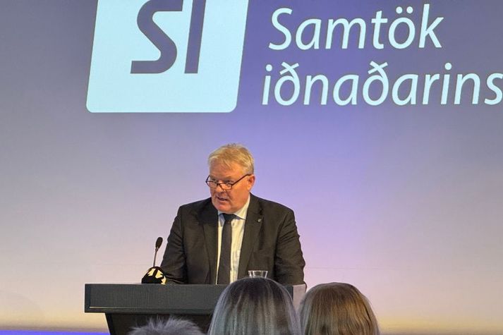 Sigurður Ingi Jóhannsson innviðaráðherra á Útboðsþingi Samtaka iðnaðarins í dag.