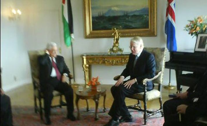 Mahmoud Abbas og Ólafur Ragnar Grímsson á Bessastöðum í morgun.