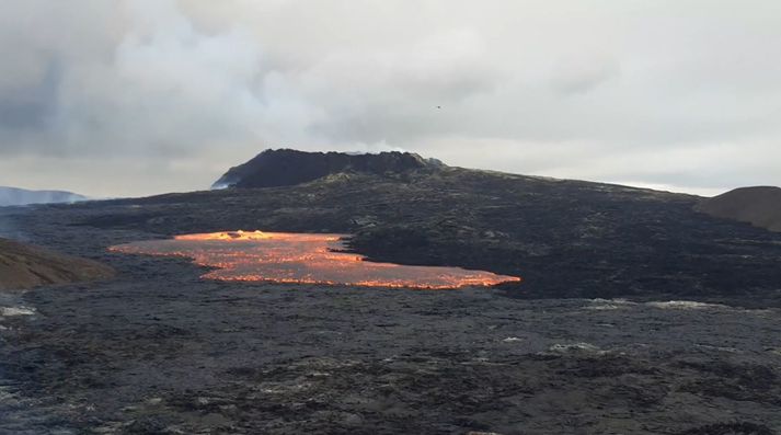 Úr myndbandi sem tekið var rétt eftir að hraumstraumurinn fór að flæða.