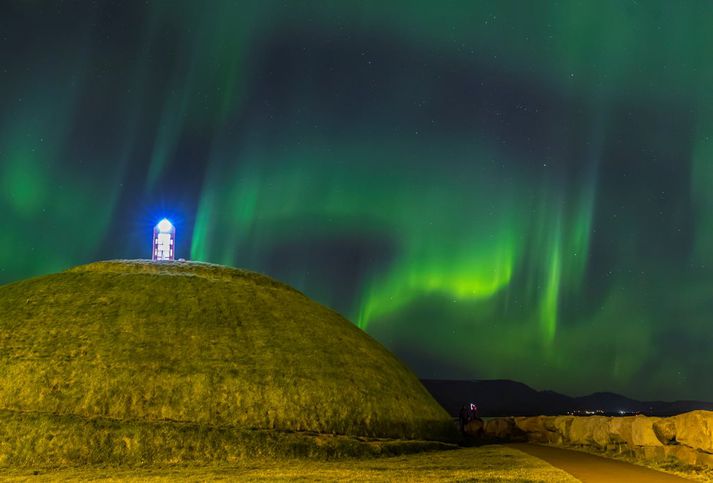 Vilhelm Gunnarsson, ljósmyndari Fréttablaðsins, náði mynd af þessum norðurljósum fyrir ofan höfuðborgarsvæðið fyrir nokkru.