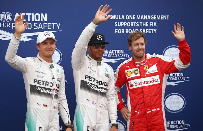 Rosberg, Hamilton og Vettel voru þrír fljótustu mennirnir í Mónakó í dag.