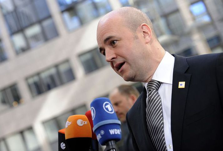 forsætisráðherrann Fredrik Reinfeldt forsætisráðherra var ekki á skrifstofu sinni þegar þurfti að rýma hana í gær. nordicphotos/afp