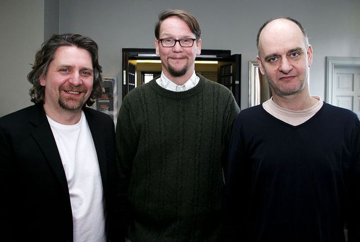 Gunnar Karlsson leikstjóri, Sjón handritshöfundur og Julian Nott tónskáld.
