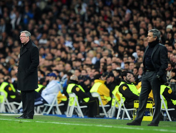 Sir Alex Ferguson og José Mourinho á hliðarlínunni fyrir þó nokkrum árum.