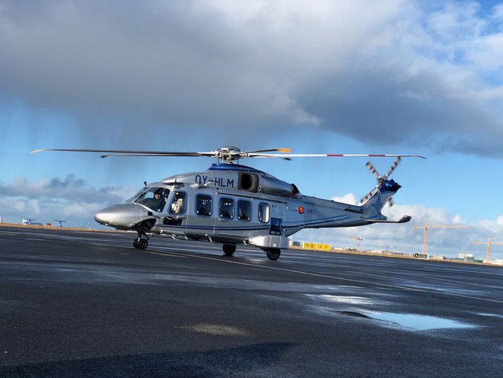 Leonardo AW189 þyrlan sem framleiðandinn kynnti fyrir flugmönnum og -stjórum Landhelgisgæslunnar í gær