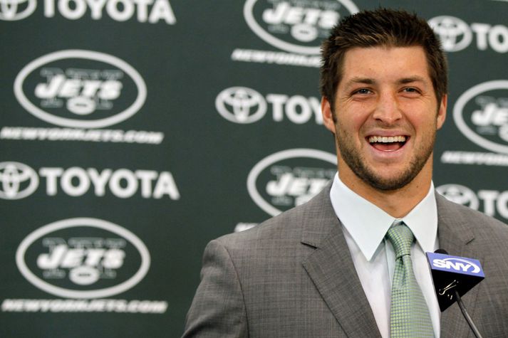 Tebow var reffilegur á fundinum í gær.