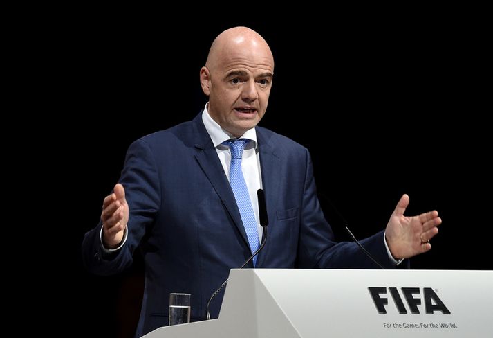 Infantino í pontu í dag.